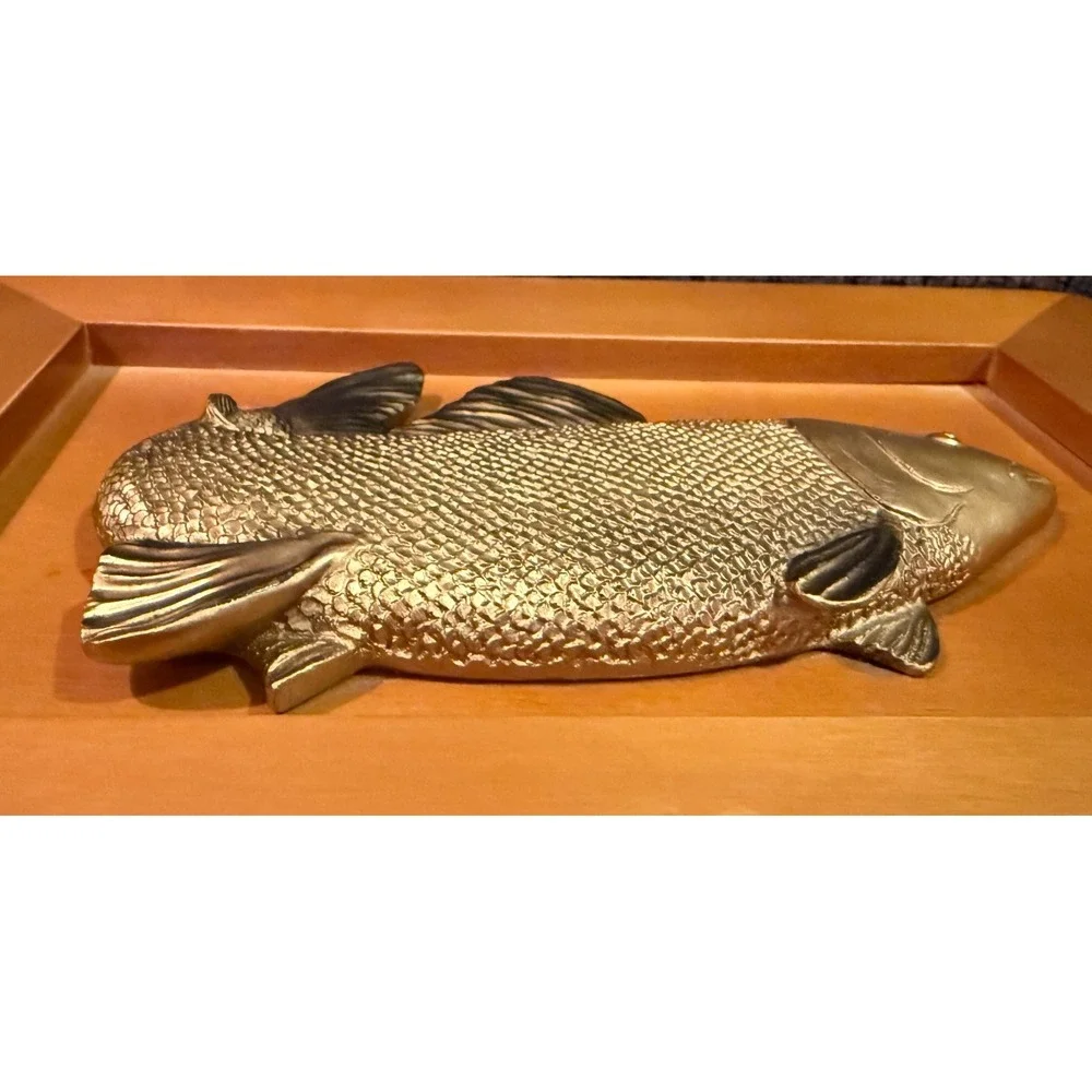 VTG Maple Wood Trinket Jewelry Box 3D Salmon Fishing Lid Clarence A Wells Signed